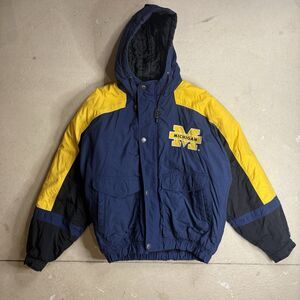 Vintage Michigan Wolverines Mirage Puffer Jacket Hooded NCAA Men’s Large